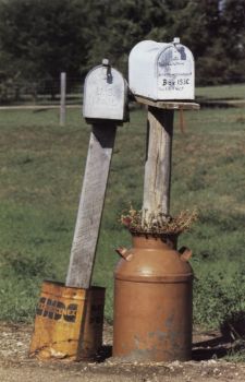 Perhaps these nuzzling mailboxes Janice Mikesell found near Huron in 1998 were only used for love letters.