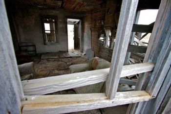 Inside an abandoned home in Dewey.