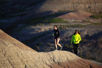Brook and Cooper Gassman retrace a favorite family Badlands hike. Photo by Stephen Gassman. Click to enlarge photo.