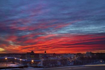 Sunrise over downtown Sioux Falls.