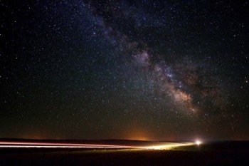 The Milky Way above Highway 79 south of Hermosa, South Dakota.