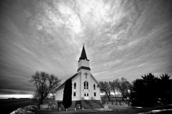 Sometimes the sky looks even more interesting in black and white, as in this photo of Immanuel Lutheran Church near Canova.
