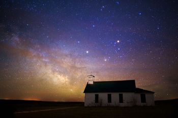 Divine Infant Mission Church with the Milky Way.