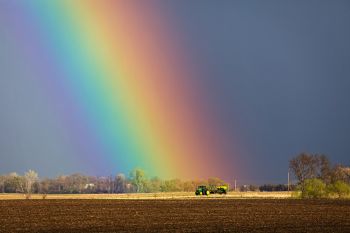 The promise of spring with a rain shower and rainbow near Dolton.