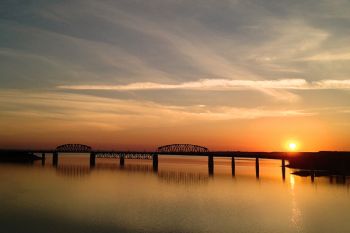 This sunrise photo of the railroad bridge at Mobridge was taken with my iPhone while driving into town.