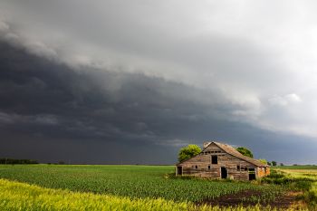 McCook County barn with approaching storm.