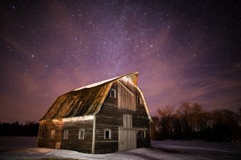 Winter stars over a Charles Mix County barn.