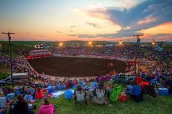 The natural rodeo bowl of Crystal Springs Rodeo near Clear Lake, South Dakota. Click to enlarge pictures.