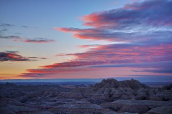 Predawn clouds over Badlands National Park. Click to enlarge photo.