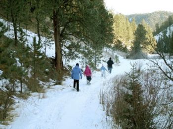 The Mickelson Trail, one of the sites participating in the First Day Hikes program, hosts several snowshoe hikes throughout the winter. Photo by South Dakota Game, Fish & Parks.