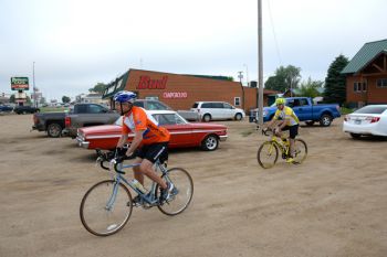 Schoenbeck and Deutsch depart for the final leg of this spring's RASDAK, a 65-mile jaunt from Webster to Milbank.