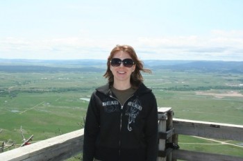 Rebecca Johnson at the summit of Bear Butte on a hike in 2009.