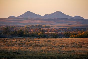 First light on the plains of Butte County near Hoover and Deers Ears Buttes in the distance.