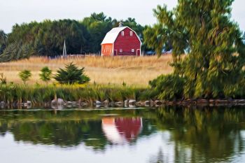 A barn reflected in rural Moody County.