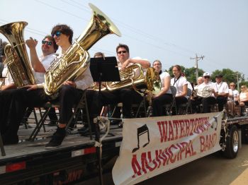 Watertown's municipal band performs patriotic tunes.
