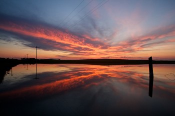 If you want a great sunset, visit the prairie pothole along Highway 20 east of Prairie City, South Dakota.