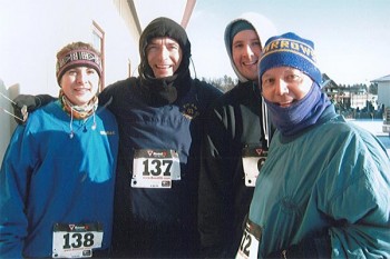 Four of the hardy folks who braved -28 degree wind chill to run in Watertown's 2010 Turkey Day 5K.