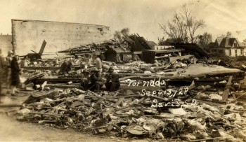 A 1928 tornado wreaked havoc on the town of Davis. Click to enlarge photo.