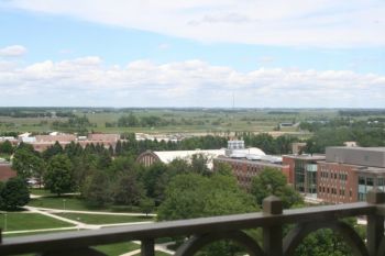 A view of South Dakota State University's campus from the Coughlin Campanile.