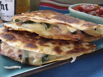 Give thanks for Thanksgiving leftovers with cheesy turkey quesadillas with roasted chiles and flavorful ham. Photo by Fran Hill.