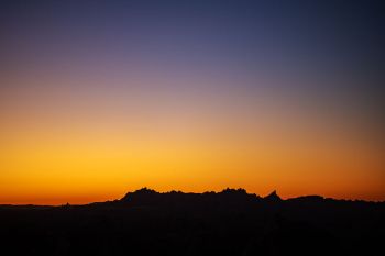 Pre-sunrise colors over Badlands National Park.