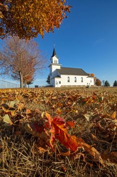 Autumn colors framing Highland Lutheran north of Garretson.