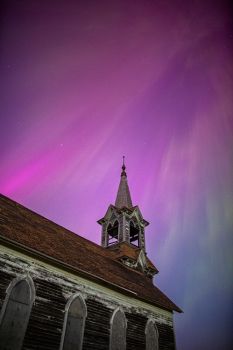 Northern lights over Concordia Pioneer Lutheran of Roberts County.