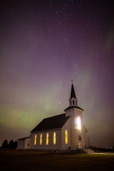 Faint Northern lights over Lake Madison Lutheran in Lake County.