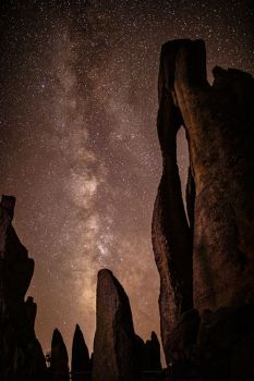 Milky Way with the Needle’s Eye rock formation at Custer State Park.