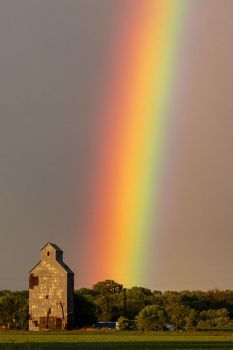 Rainbow above the elevator just outside Renner.