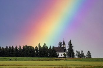 Rainbow over East Highland Lutheran Church, Deuel County.