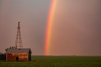 Moody County rainbow just before sunset.