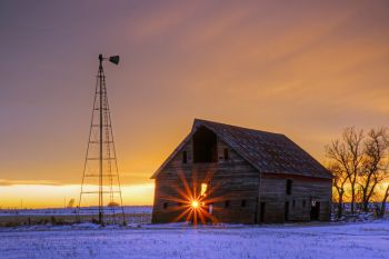 Winter sunset in rural McCook County.