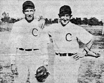 Claremont’s 1938 championship team was led by Clayton Feser (right) and Bill Prunty, who hit a towering home run into the black of night.